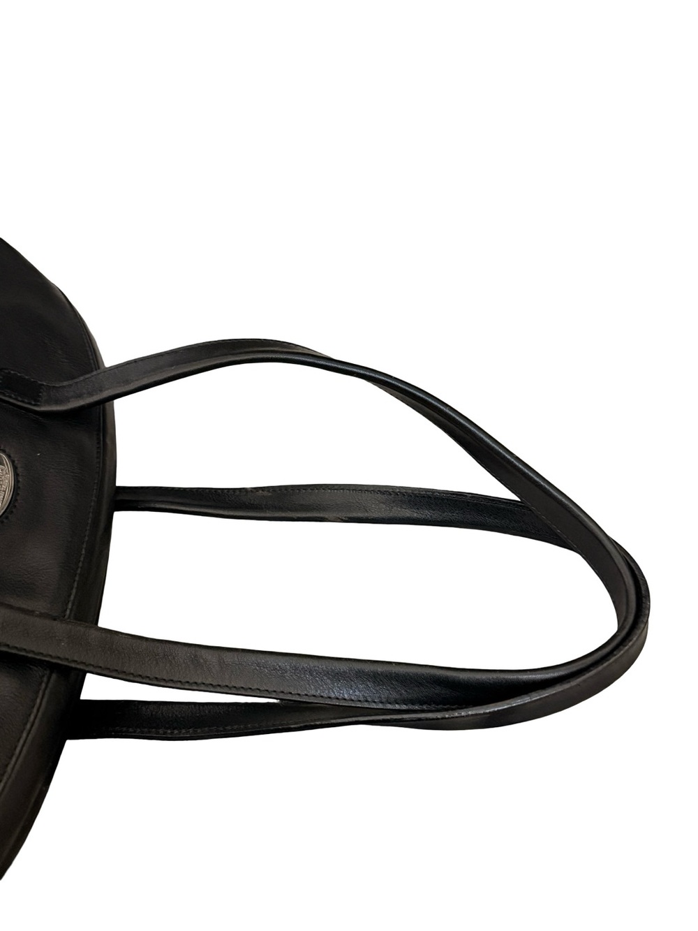 Vintage Furla Black Leather Dome Shoulder Bag With Silver Logo Made in Italy - Picture 14 of 17